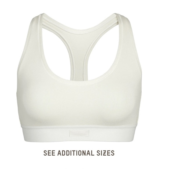 Skims Bone Cotton Jersey Racerback Bra - Picture 1 of 4